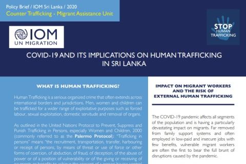 Policy brief: COVID-19 and it’s implications on human trafficking in Sri Lanka